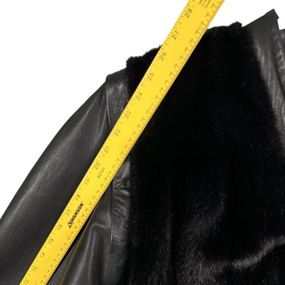 VTG Adolph Schuman For Lilli Ann L Leather Faux Fur Zip-Off Sleeve Vest Jacket - Picture 10 of 16